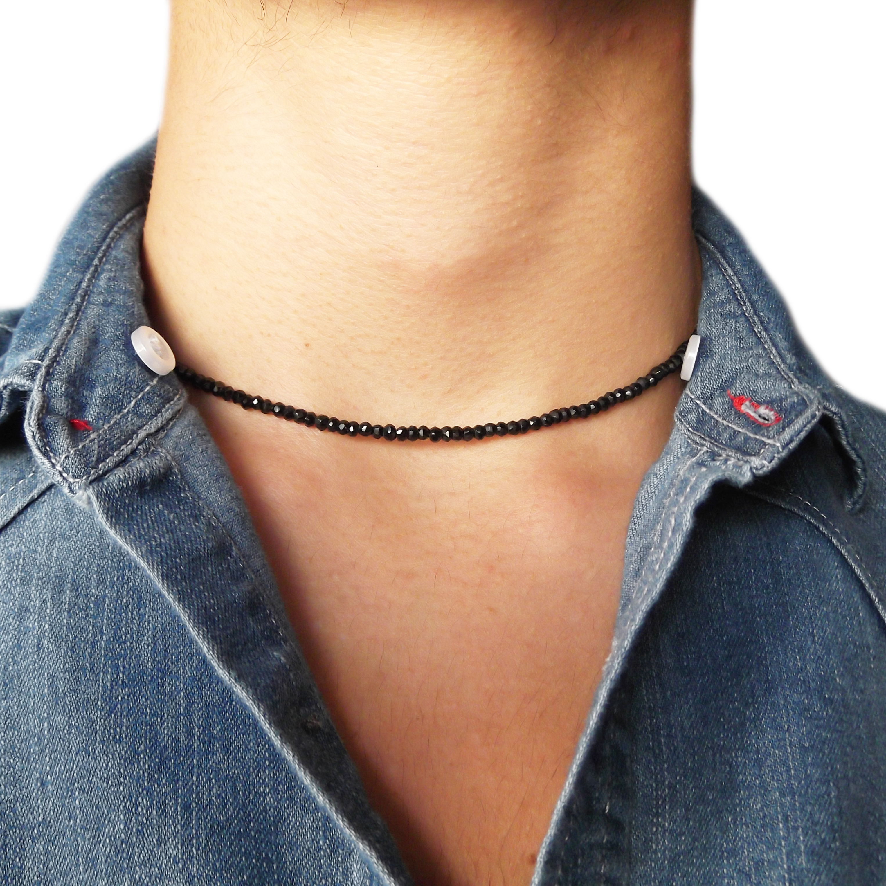Silver choker necklace discount mens